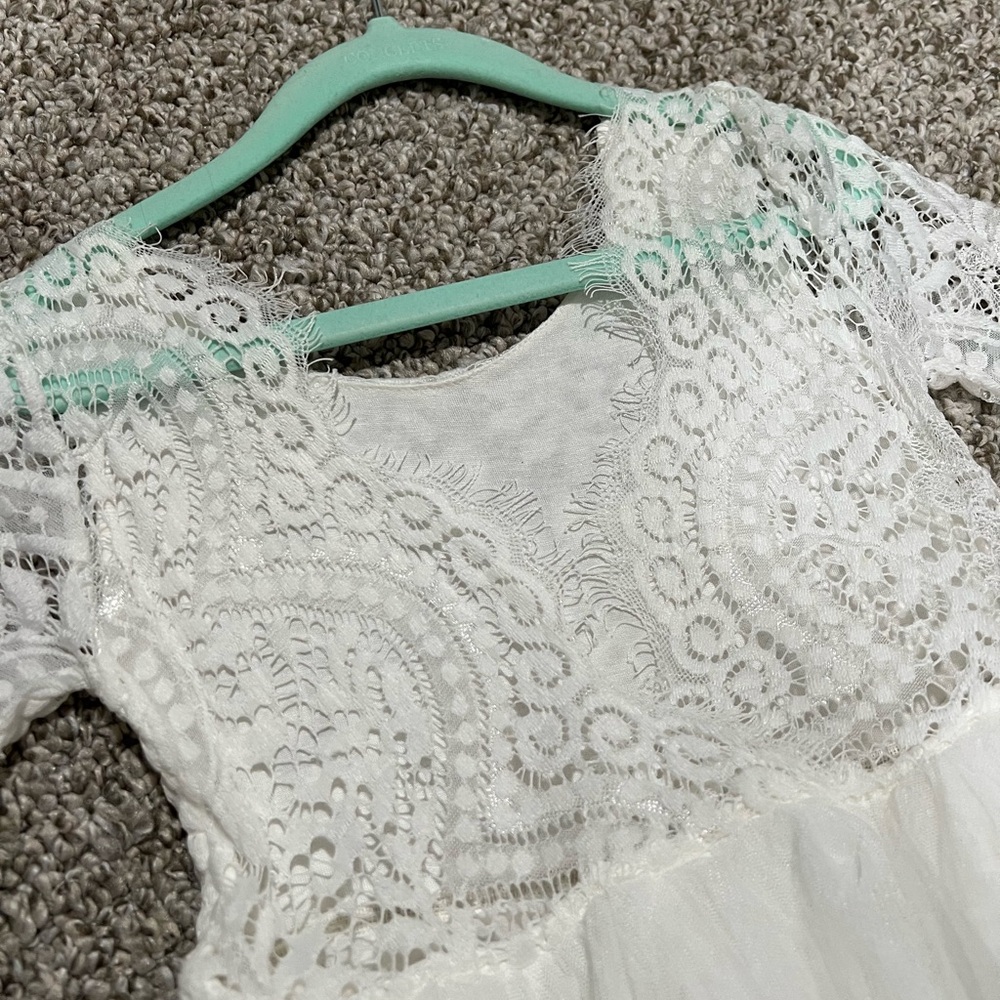 Floral Girl Ivory Lace and Tulle Kids Dress - Picture 3 of 3